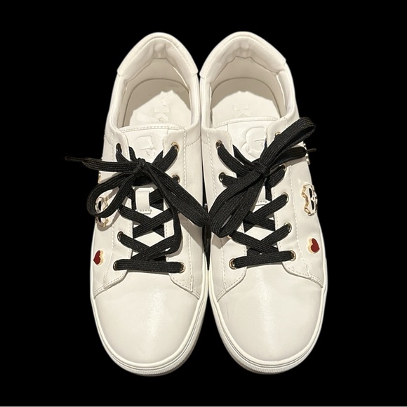 Karl Lagerfeld 9.5 pinned Cambie Women’s Sneakers White Logo low top - Picture 10 of 12